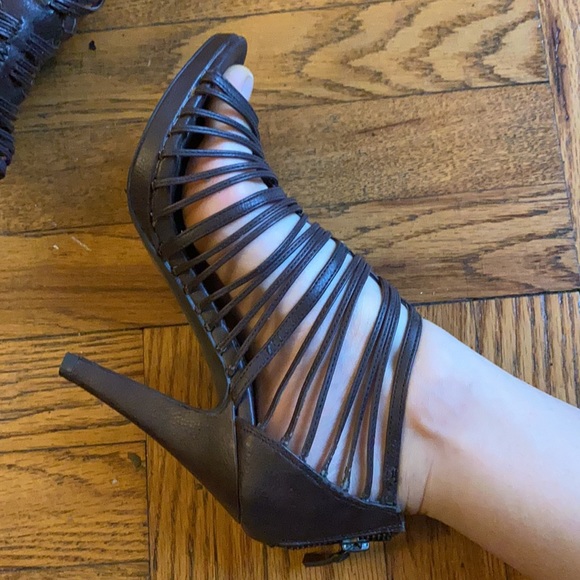 Zara brown strappy high heel platform Roman sandals - Picture 6 of 8